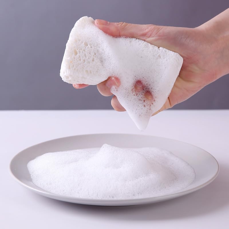 Image of 12 - Pack Non-Scratch Scrub Sponges - Sponges for Dishes and Washing Dishes, Cleaning Sponges for Kitchen Home Bathroom Cars, Funny Cut-Outs DIY for Kids (White)