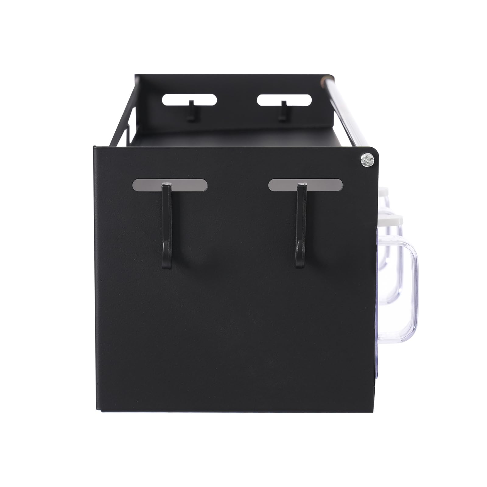 Scaffale portaspezie da parete, 39,5 x 13,5 x 13 cm, con 4 ganci, porta utensili da cucina, per cucina e bagno (nero)