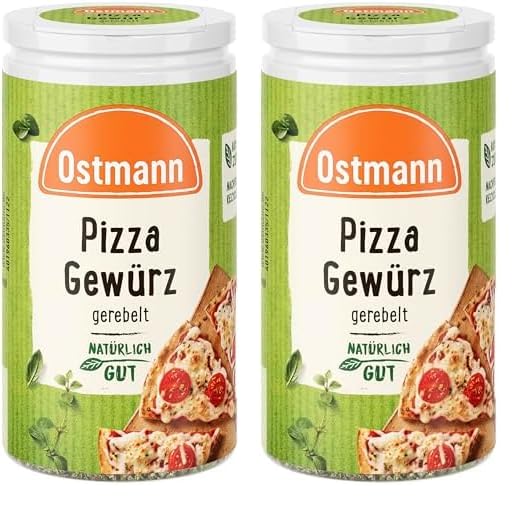 Ostmann Gewürze - Pizza-Gewürz | Mediterrane Kräutermischung zum Würzen von Pizza und Pastasaucen | Recyclebare, nachfüllbare Streudose | 15 g im Streuer (Packung mit 2)