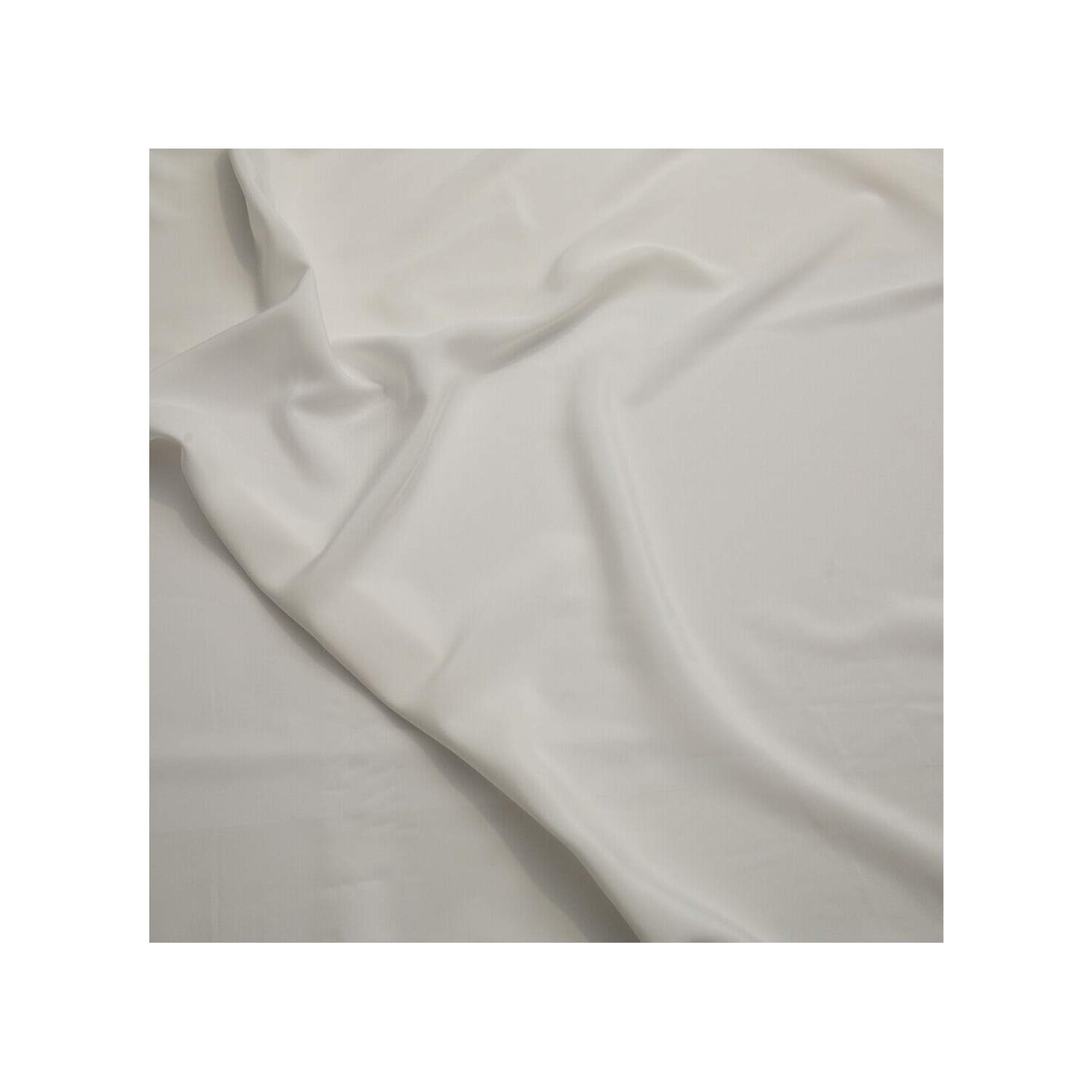 Fabrics King ONLINE Premium Crepe De Chine Fabric Silky Plain Dyed 45" - 112cm Wide Per Metre (Ivory, 1 METRE)