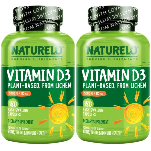 NATURELO Vitamin D 5000 IU Plant Based from Lichen Natural D3