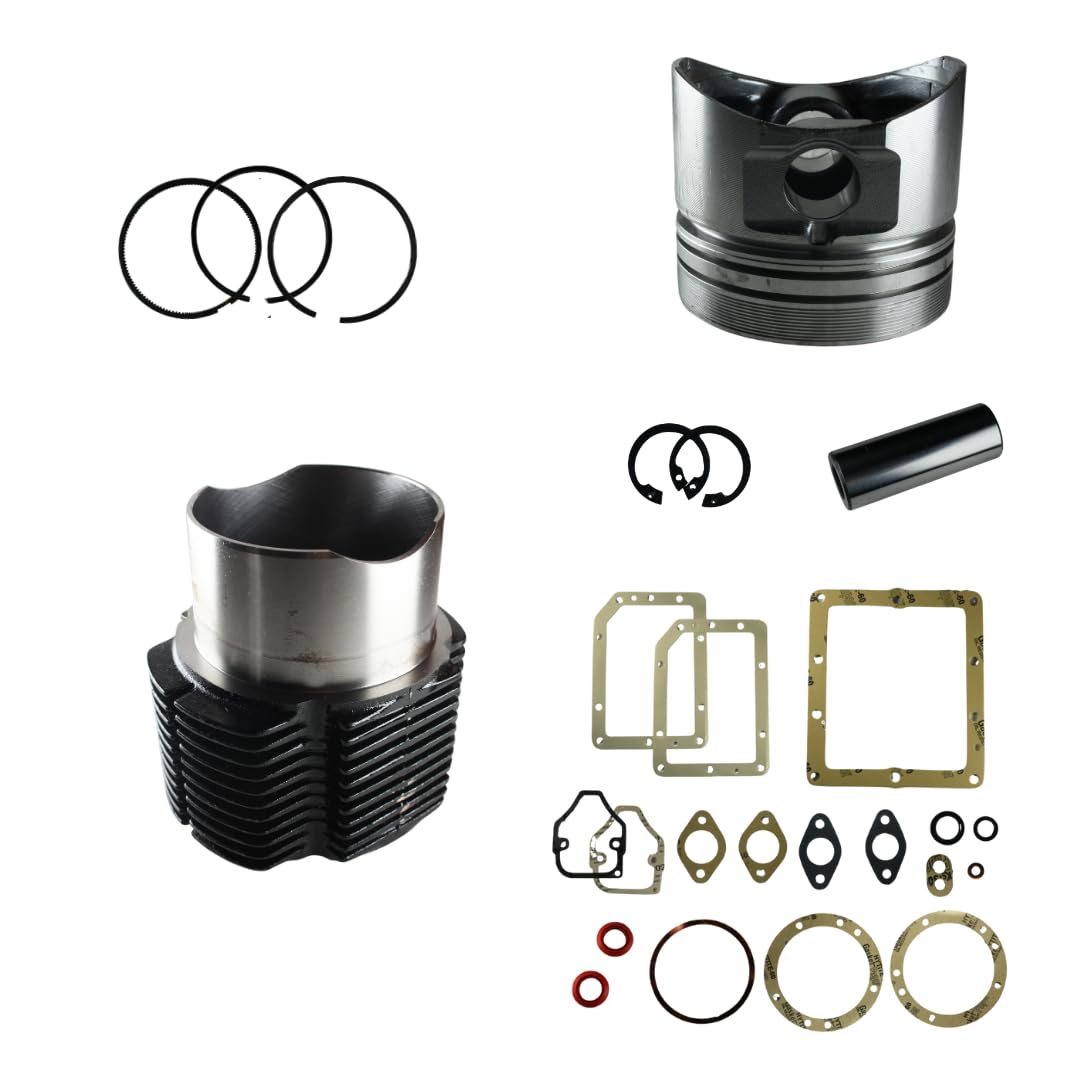 Generico Kit Cilindro e Pistone + Serie Guarnizione Completa e Paraoli Compatibile per Motore Lombardini Diesel 6LD 400 per Motozappa e Motocoltivatore