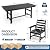 MELLCOM 5 Pieces Patio Dining Table Sets, Outdoor HDPE Dining Furniture Set with Umbrella Hole Table and 4 Chairs for Deck, Garden, Backyard