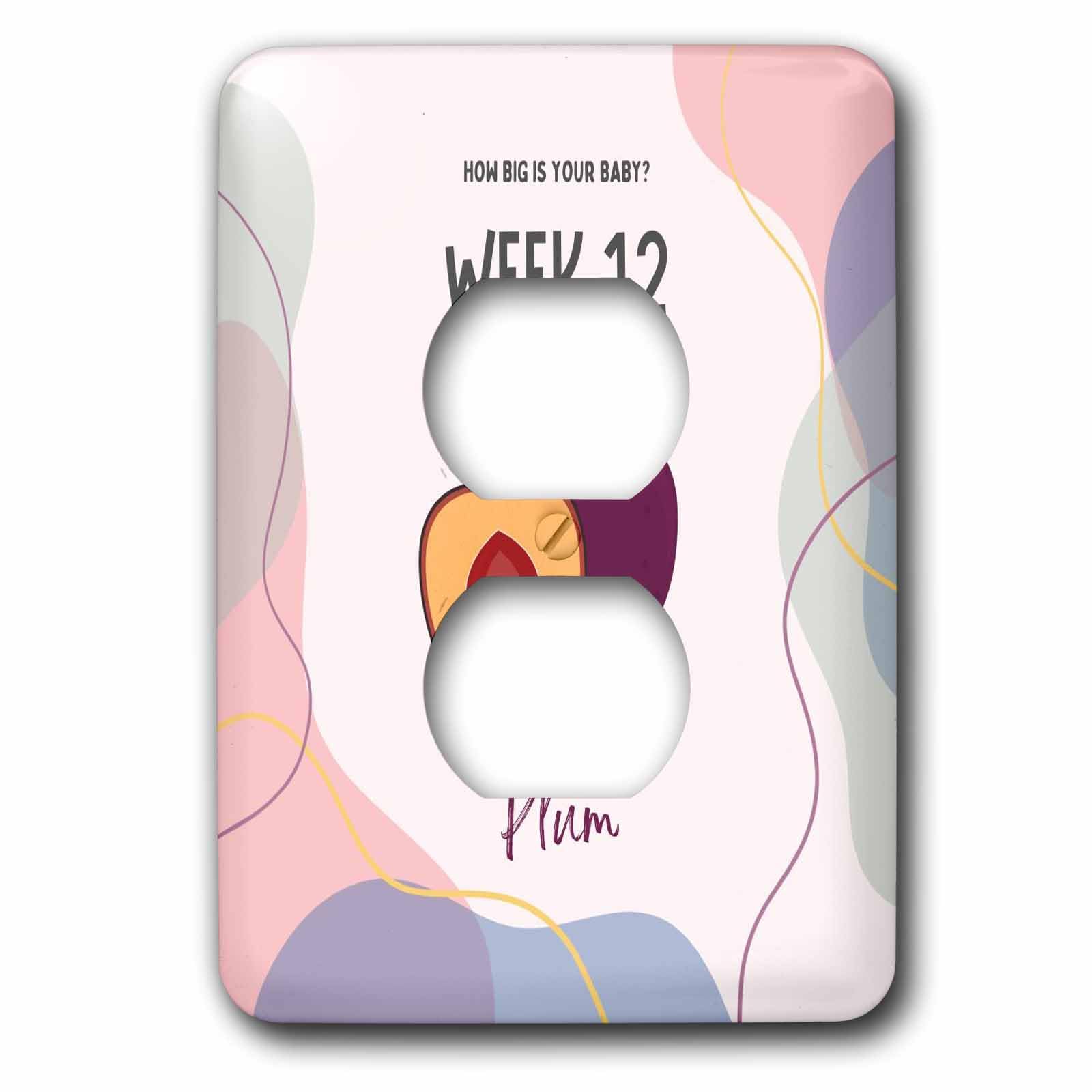 3dRose Image of Plum how big is your baby week 12 - Light Switch Covers (lsp-388464-6)