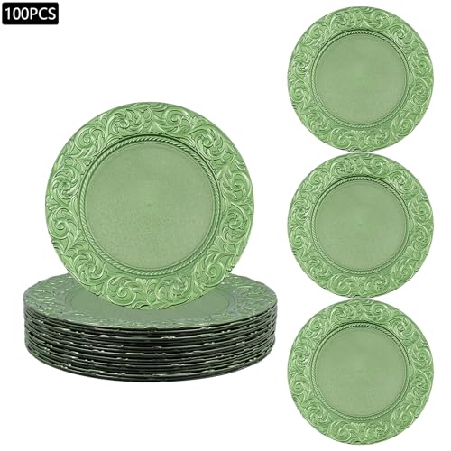 Platos Vintage Verdes Redondos 13in Pack 100 miniatura 6