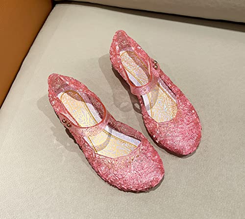 Girls Jelly Shoes, Frozen Inspired Elsa Flats Princess Dress Sandals Toddler Snow Queen Jellies Mary Jane Birthday Cosplay Costumes2