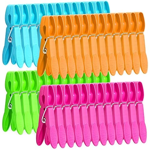 48 Pack Colorful Plastic Clothespins Cover