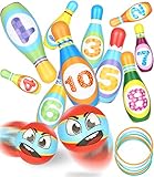 Kegelspiel für Kinder Bowling Ball Set, 10 Kegel und 2 Bälle und 5 Aderendhülsen Bowling Set, Kinderspielzeug ab 3 Jahre, Bowling Set Kinder, Indoor und Outdoor Spielzeug,schult & fördert Ihr Kind