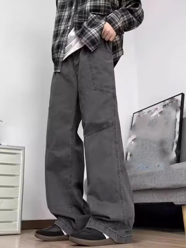 Denim Spring and Autumn Straight-Leg Loose European and American Long Pants for Men4