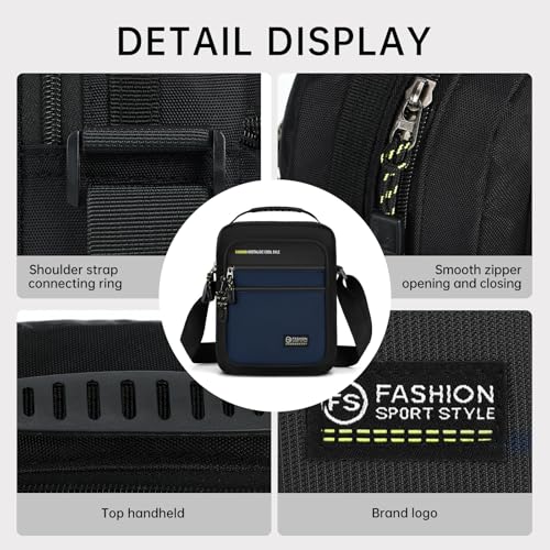 Men's Solid-Color Oxford Canvas Shoulder Bag with Waterproof Lightweight Chest Bag for Casual and Minimalist Styles2