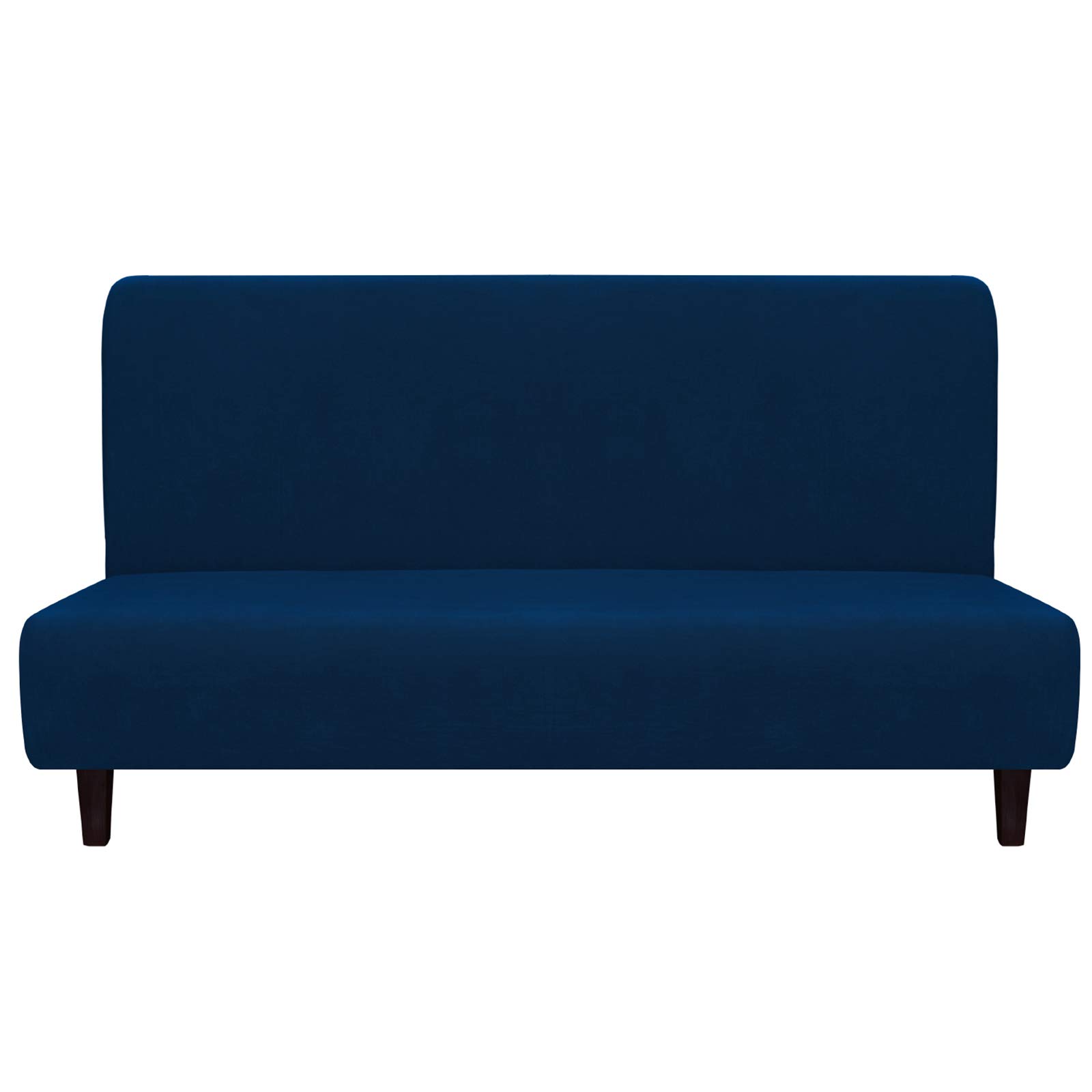 Easy-Going Fleece Stretch Sofa Slipcover Spandex Anti-Slip Soft Couch Sofa Cover, Armless Washable Furniture Protector with Elastic Bottom for Kids, Pets(Futon, Navy)