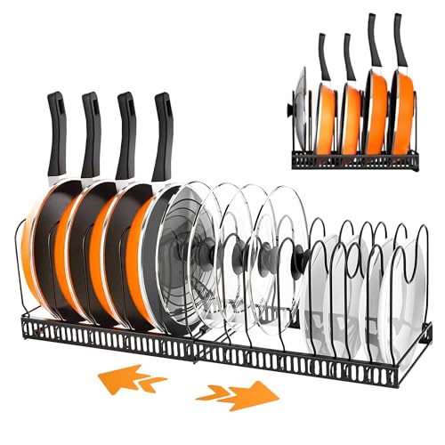 JUPPLIES - Organizador Ajustable de 14 Compartimentos para Sartenes de Acero Inoxidable para Almacenamiento en Cocina - Soporte Vertical para Ollas, Cazuelas y Utensilios de Cocina de Gran Capacidad