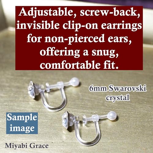 Austrian Crystal Invisible Clip On Stud Earrings 6mm Women Fashion 8mm Light Blue Pink Red Green Black AB Purple Freshwater Pearl3