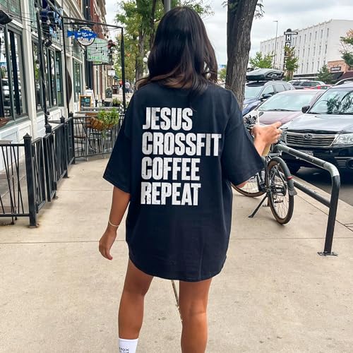 Jesus Crossfit Coffee Repeat Shirt - Christian Gym Tee, Back Print Workout Tshirt, Gym Girl Top4