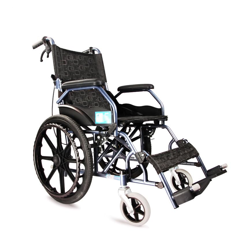 StarMed Wheelchair, Foldable Backrest, Liftable Footrest, Solid Handrail Trolley, Black Jacquard Oxford Cloth M.126
