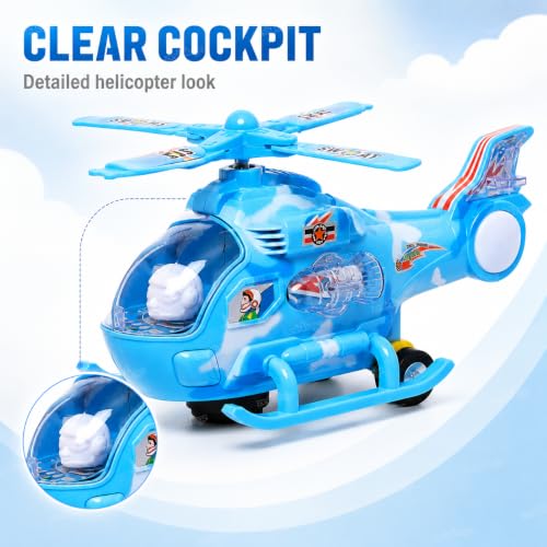 Image of Zest 4 Toyz Musical Helicopter Toy | Plastic Helicopter Air Force Toy | Bump and Go Action with Colourful 3D Lights | Swirls and Music | Pack of 1
