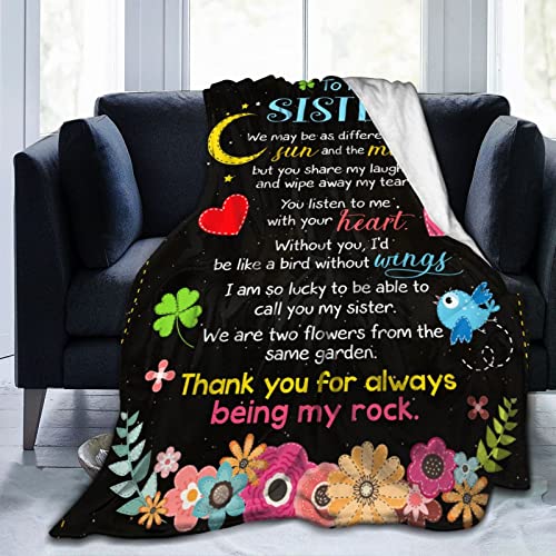 Maylian Fleece Blanket To My Sister Best Friend Bestie Printed Quilts Blanket Positive Encourage Flannel Blanket Gifts (50 * 60 Inch,3) #TOP2