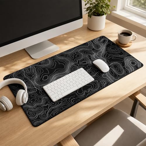 Image of AQQA Large Mouse Pad Mat(11.8X31.5 In Extended Gaming Mouse Pad With Non-Slip Rubber Base,Background Topographic Map Lines Contour Geographic For Gaming Office Laptop Computer Men Women
