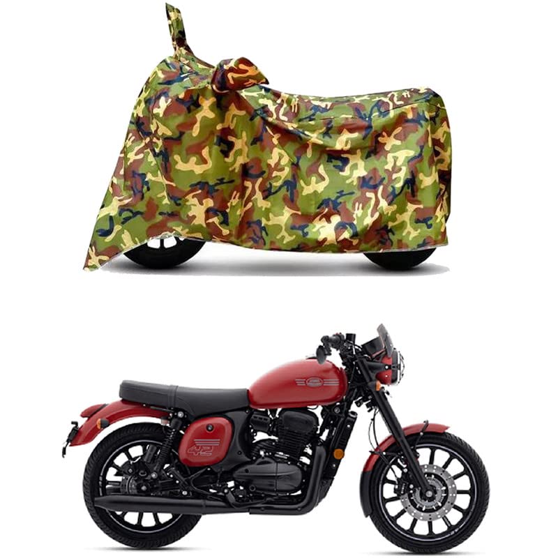 Image of Waterproof 100% PVC Coated Full Bike Scooty Two Wheeler Body Cover Compatible for Jawa 42 2.1 /UV-Rays /Heat Protection /Birds Dropping /Scratchproof /Dust Proof /All Varients[6X6 Jungle Print]