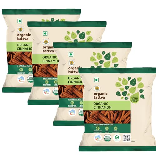Image of Organic Tattva, Cinnamon (Dalchini) Whole /Sabut - 200 Gram | Gluten Free and NO Additives (50 g (Pack of 4))