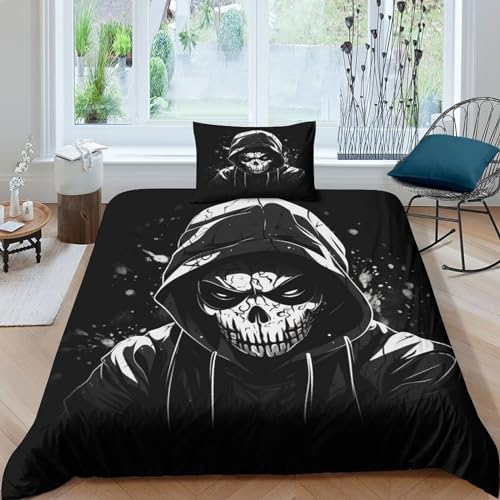 Housse de couette crâne avec fermeture éclair pour installer votre couette sans effort - 2