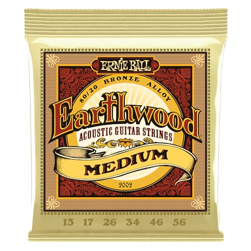 Ernie Ball Earthwood Medium - Cuerdas para guitarra acústica, bronce 80/20, calibre 13-56