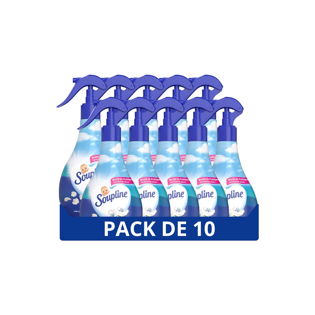 SOUPLINE Spray Brume de Linge Parfum Grand Air, Brume Parfumée pour Linge de Maison et Vêtements, Complément Idéal à Votre Lessive et à Votre Adoucissant Linge, Soupline Lot de 10x300 ml