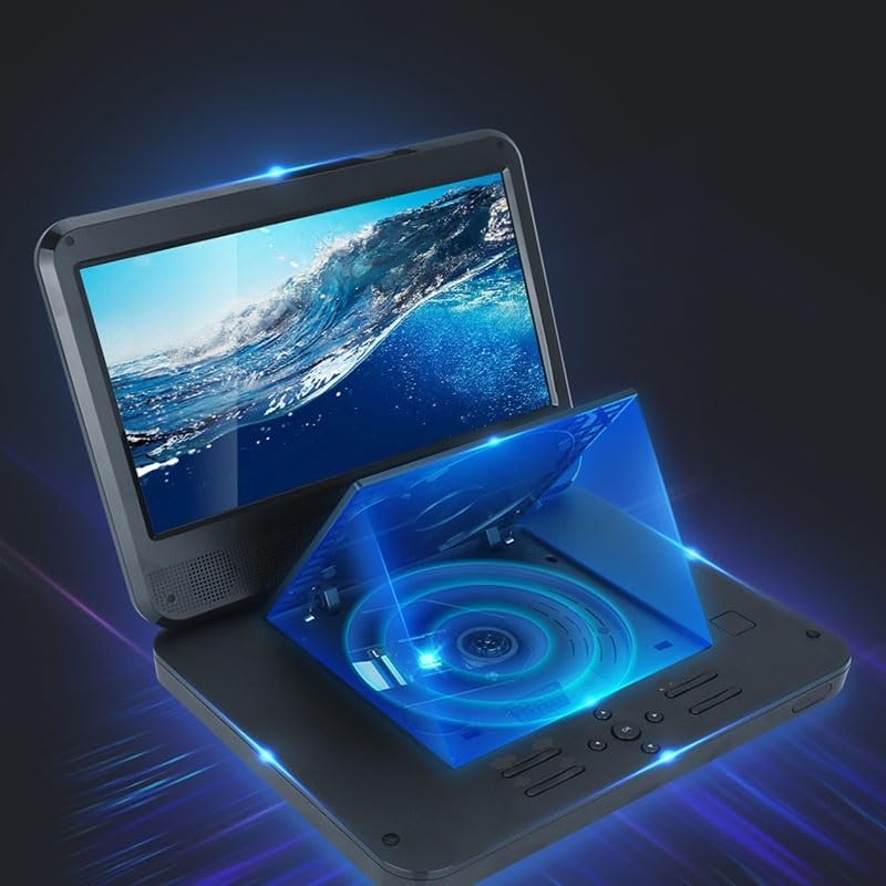 Reproductor de DVD, Reproductor de DVD BLU-Ray HD portátil Giratorio Plegable TV Digital Multimedia móvil con Pantalla 10 Pulgadas