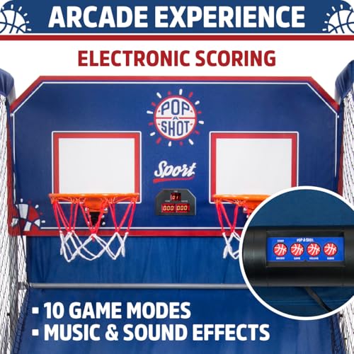 Pop-A-Shot Dual Shot Arcade Basketball Game - 10 Modes, Foldable Storage, for Everyone