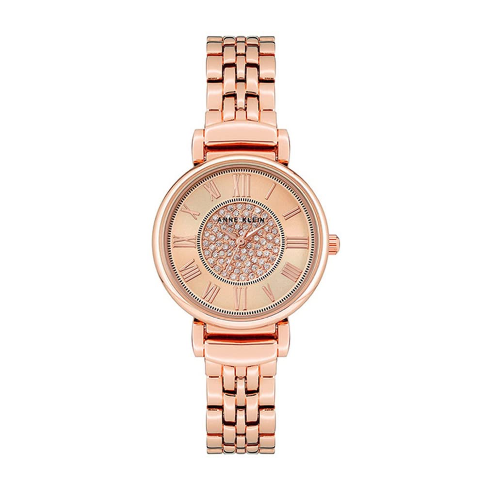 Quartz Analog Rose Gold Dial Rose Gold Metal Strap Watch for Women - NEAK3872RGRG