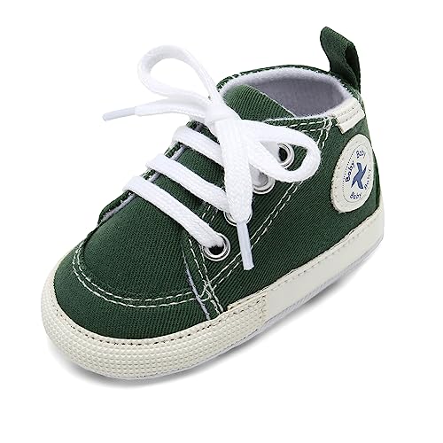 Image of Baby Girls Boys Shoes Soft Anti-Slip Sole Newborn First Walkers High Top Canvas Denim Unisex Infant Sneaker