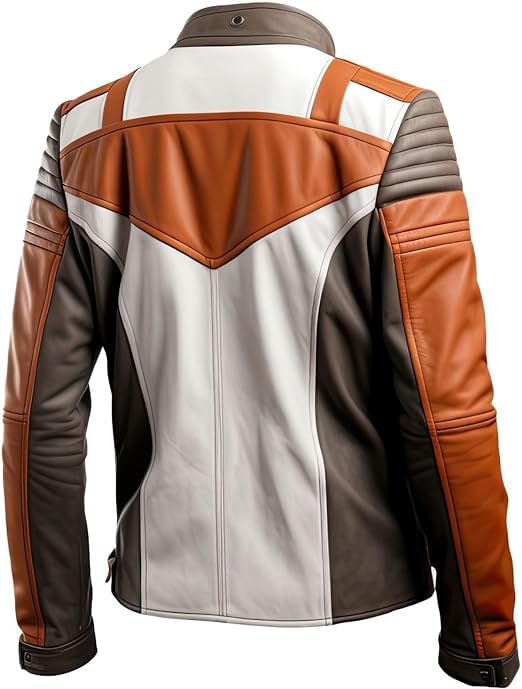 Image of Men's Biker Multi Color Leather Jacket, Leather Biker Jacket for Men, Faux Leather Biker Bomber Jacket