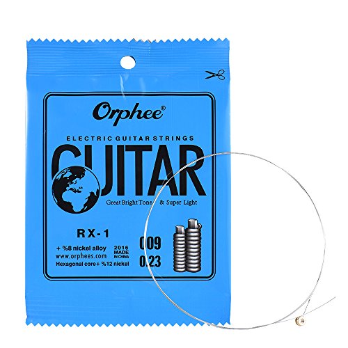 LANRU RX-1 Single String Replacement for Electric Guitar 1st E-String (.009) 10-Pack Nickel Alloy Super Light Tension 85cm