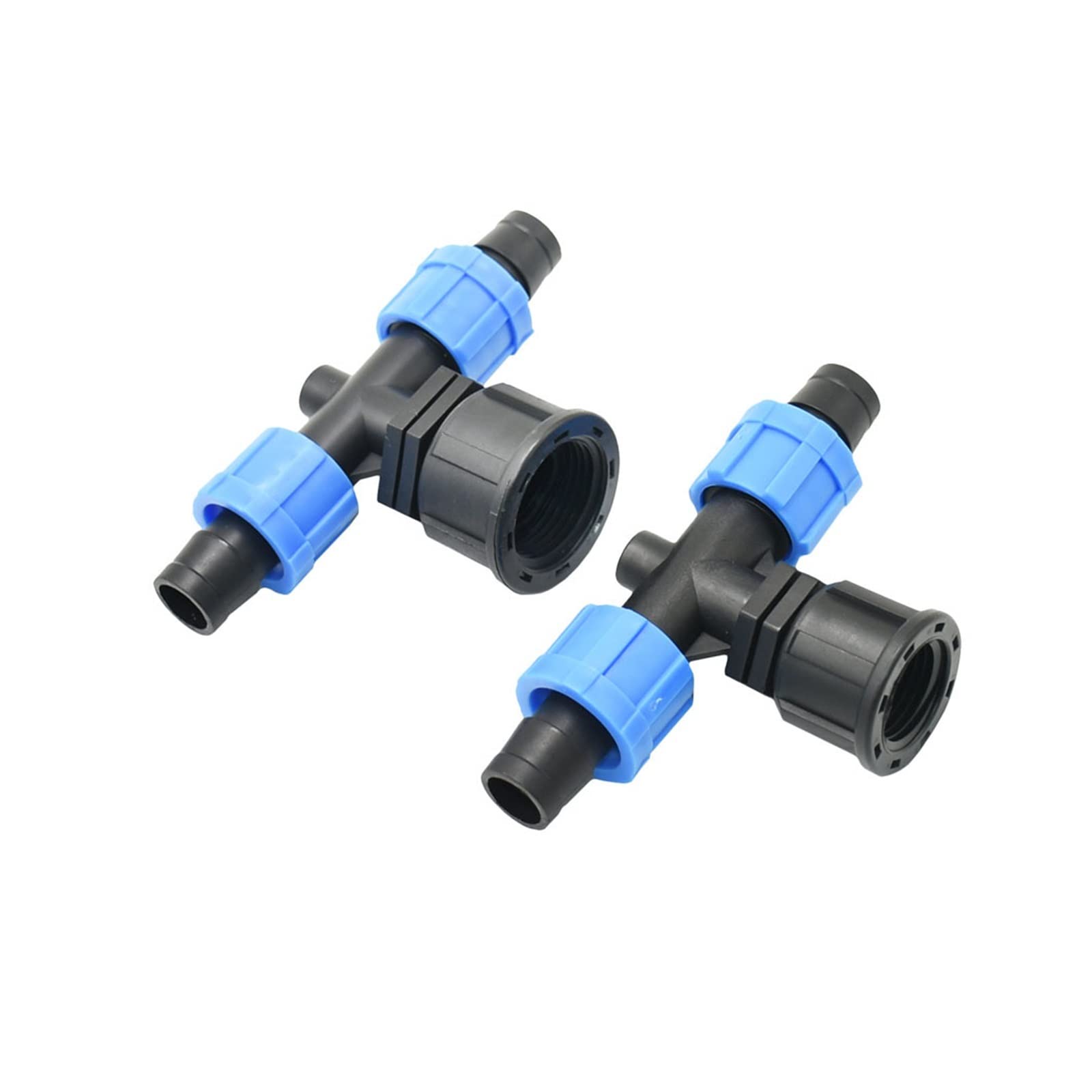 20 Piezas 16mm Cinta de Goteo en T Divisor de Agua Conector de Manguera de 2 vías con Rosca Hembra 1/2 3/4 Accesorios de riego por Goteo de Invernadero(1I2)