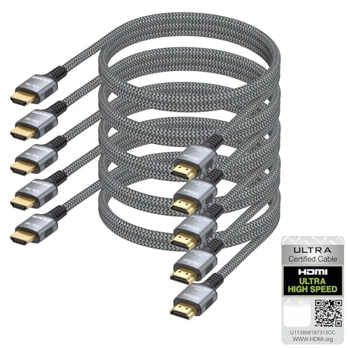 Image of Certified HDMI Cable 5-Pack,3FT HDMI 2.1 Cord Multi Pack