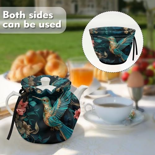 Image of Hummingbird Tea Cozy Foldable Teapot Dust Cover Keep Warmer Teapot Protective Insulated Soft Cover Kitchen Home Decor Accessory Tea Pots Cozy Decorative Accessories