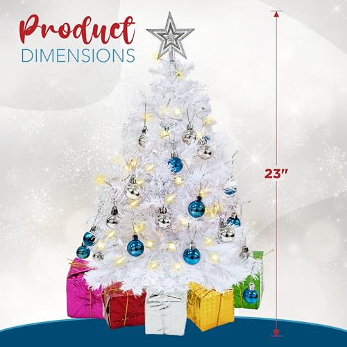 4esnovelty23inchprelitminiwhitechristmastreewithlightstopperornamentsgiftboxesdesktabletopchristmastreesmallforhomebedroomofficedecorations Urban Country Home Decor 4es novelty 23 inch prelit mini white christmas tree with lights topper ornaments gift boxes desk table top christmas tree small for home bedroom office decorations urban country home decor