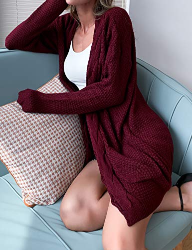 Image of OmicGot Women's Long Sleeve Open Front Chunky Cable Knit Loose Cardigan Sweater