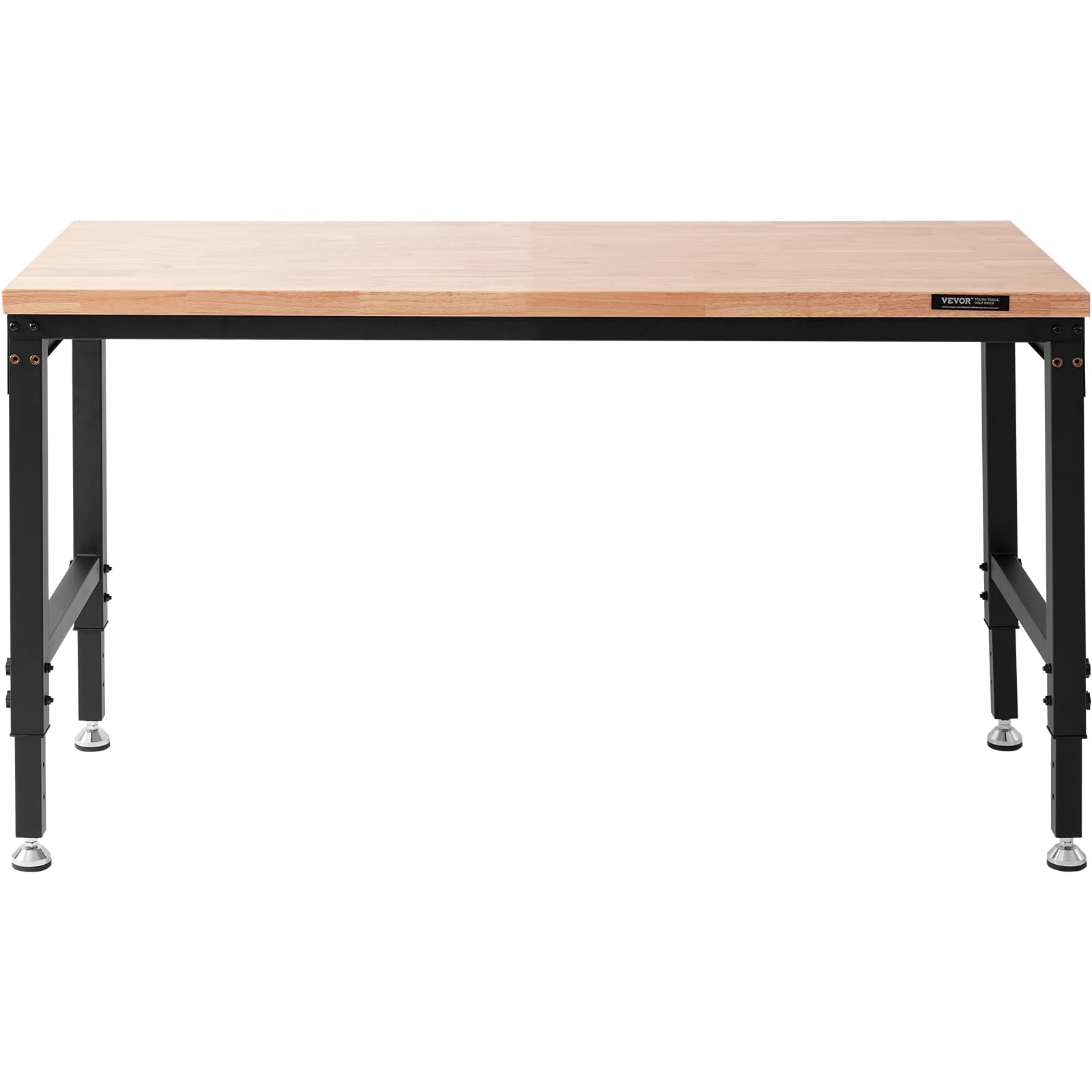 VEVOR Adjustable Workbench, 60" L x 22" W, 28"-39.5" Heights, 2000 lbs Load Capacity, Garage Worktable with Universal Wheels, Power Outlets & Hardwood Top & Storage & Foot Pads, for Office & Home