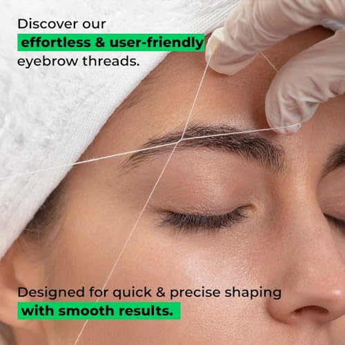 Image of ZIBELL Organic Cotton Eyebrow Threading Thread Tool for Women - 2 Spools x 300 Meters Thread for Eyebrows Threading - Upperlips Shaping, Green