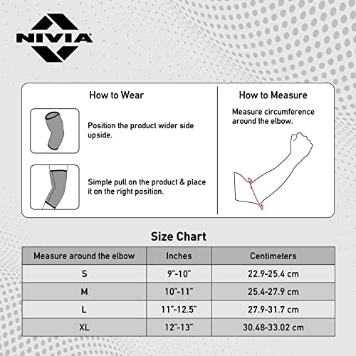 Image of Nivia Elbow Support with Slip in For Men & Women, Elbow Sleeves & Braces or Wraps, For Stability & Joint Support & Black /Red Color, Used for All kind of impact Sports