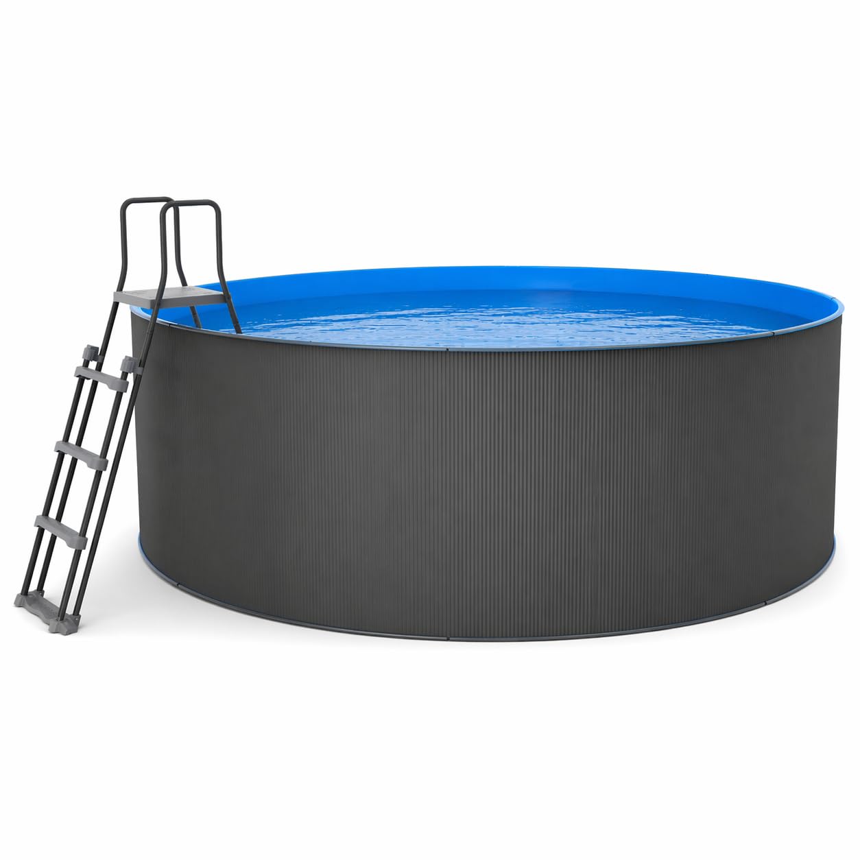 Nix Pool Piscina Desmontable de Acero Antracita para jardín con depuradora y Escalera (360 x 120 cm)