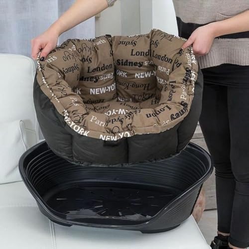 Ferplast Hundebett Hundesofa Katzenbett Hundematte Sofa' 4 Kunststoffkorb mit Waschbarem Gepolstertem Hundekissen, 64 x 48 x h 25 cm.