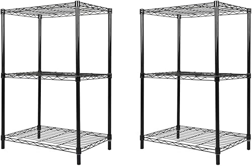 GIA Home Series - Estantería de alambre de 3 niveles, estantes de metal para cocina y baño, juego de 2, color negro