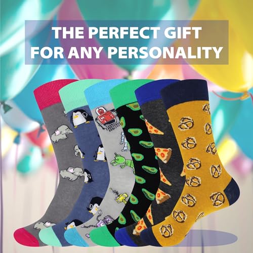 BambooMN Men's Cotton Colorful Design Fashion Novelty Dress Socks3