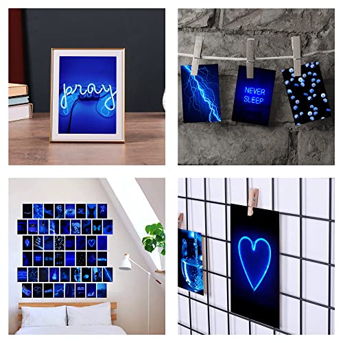 EDUS Neon Blue Posters for Aesthetic Room Decoration Blue Wall Decor Collage Kit Prints, 50pcs 4x6 inch - Image 2