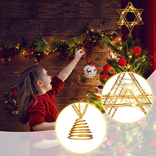 Topper de estrella de ratán LED de 9,8 pulgadas para decoración de copa 4