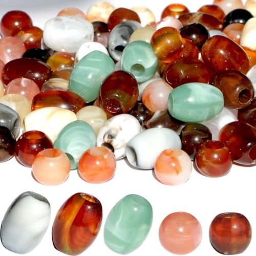 240Pcs Acrylic Barrel Beads 17mm*13mm +Round Beads 12mm Macrame Crafts Large Hole Hair Beads