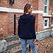 HTD Womens Casual Full Zip Up Hoodie Basic Lightweight Long Sleeve Sweatshirt Solid Color Jacket With Pockets Dark BlueC L