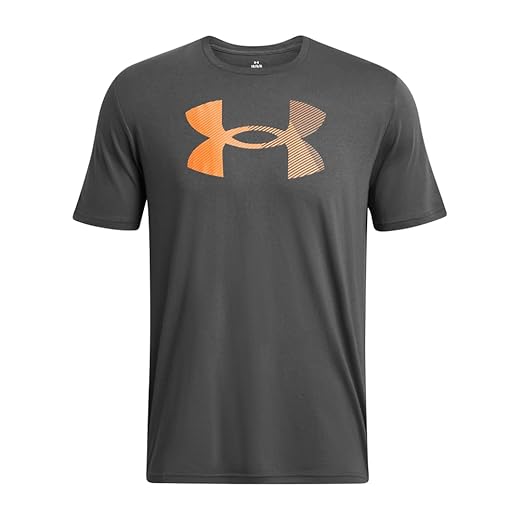 Under Armour Men's Standard Big Logo Short Sleeve T Shirt, (025) Castlerock/Atomic/Wild Orange, Large